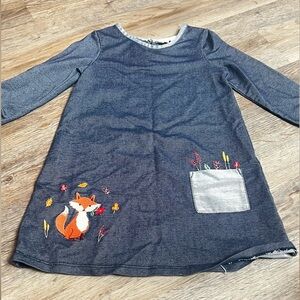 Long Sleeve Dress with Fox Embroidery